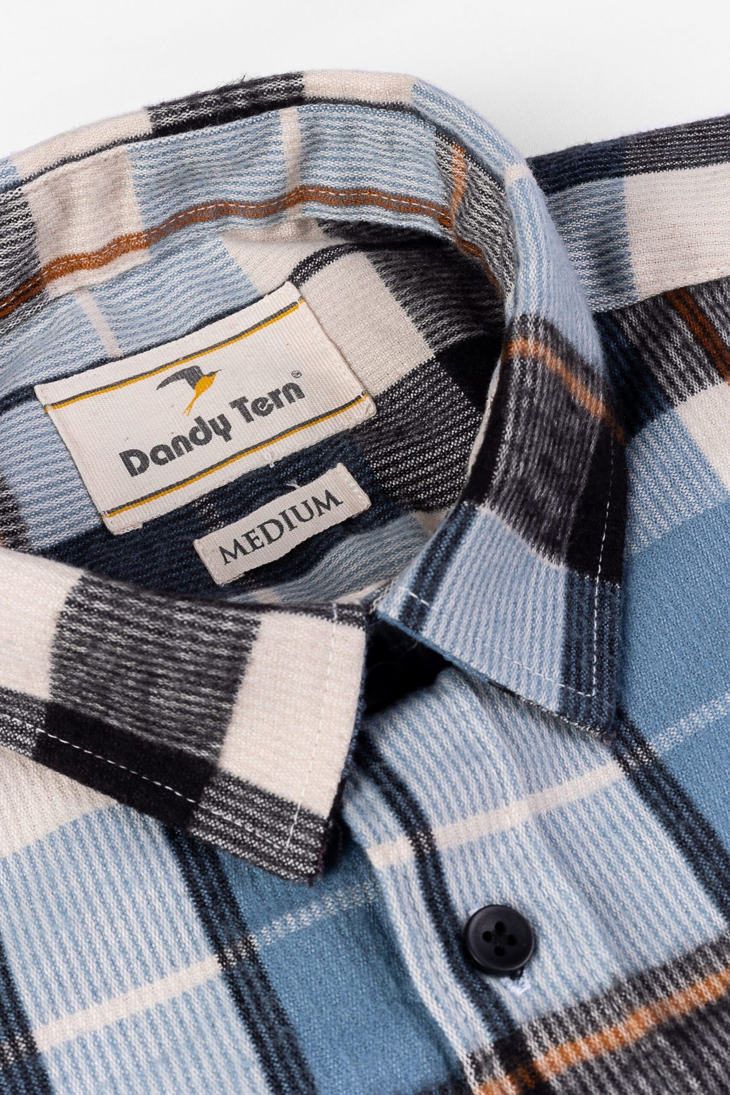 Flannel Woven Men's Shirt Cotton Blue Sapphire And Gilded Beige