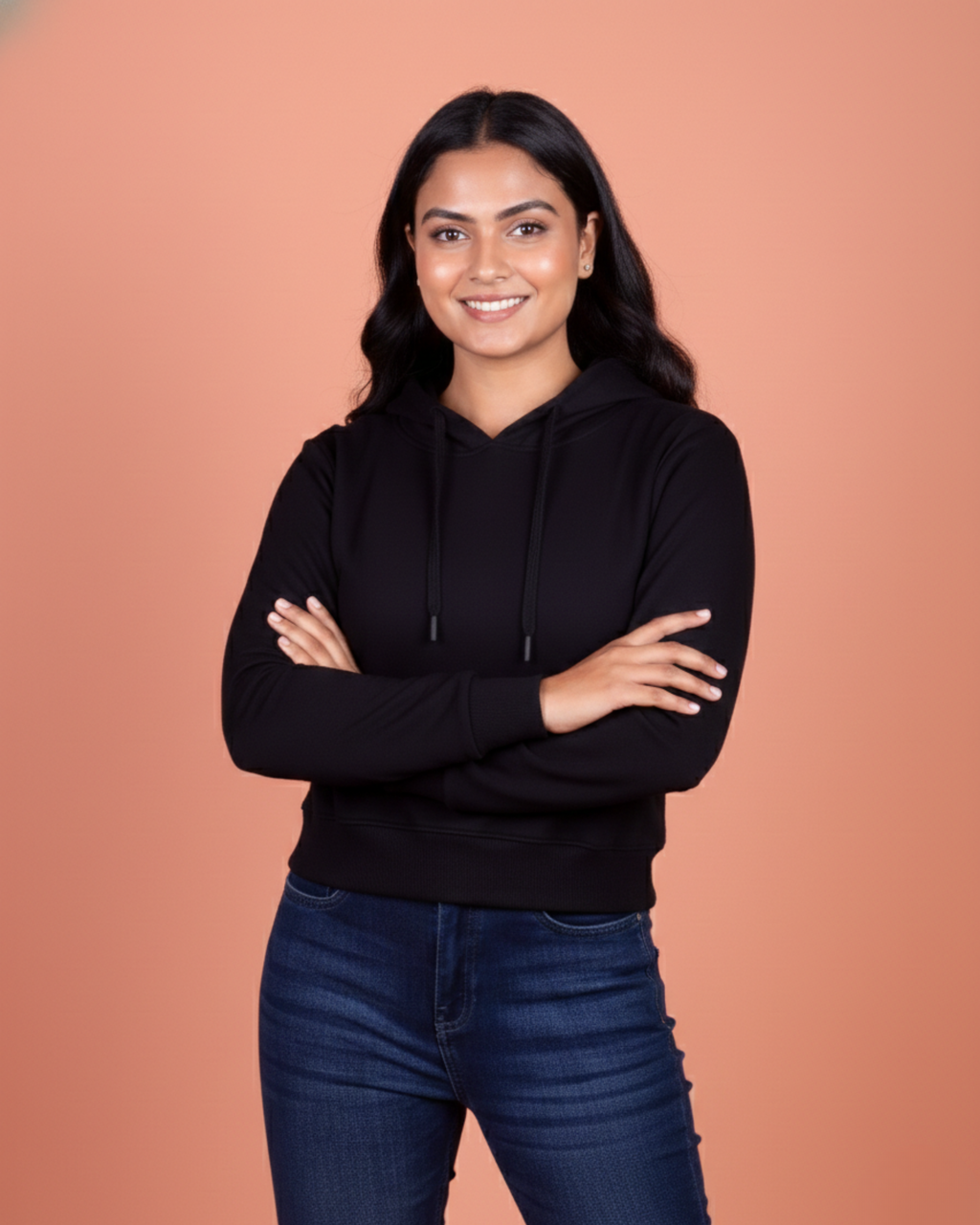 Snowsoft - Women's Crop Hoodie- Black
