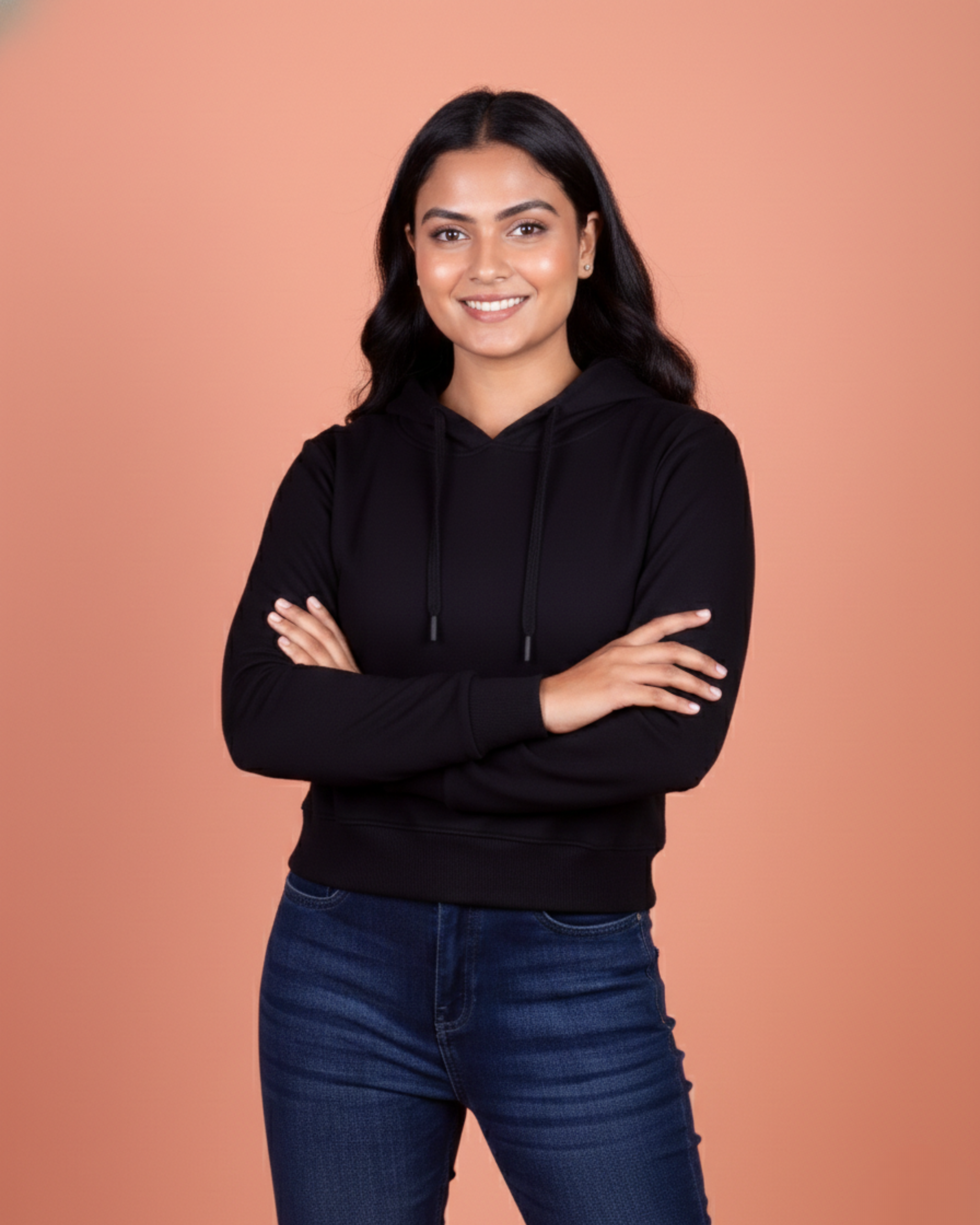 Snowsoft - Women's Crop Hoodie- Black