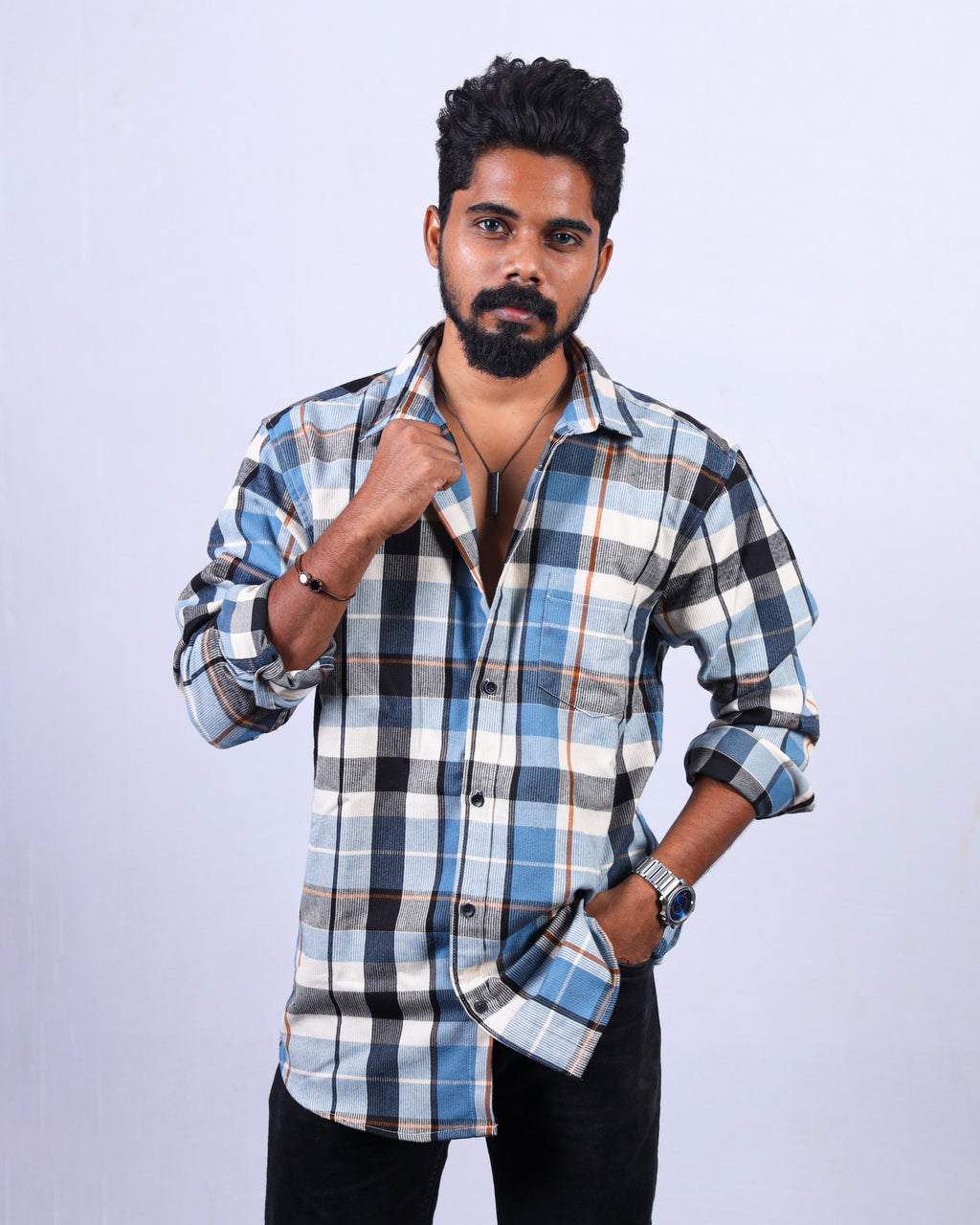 Blue Sapphire Flannel Men's Shirt