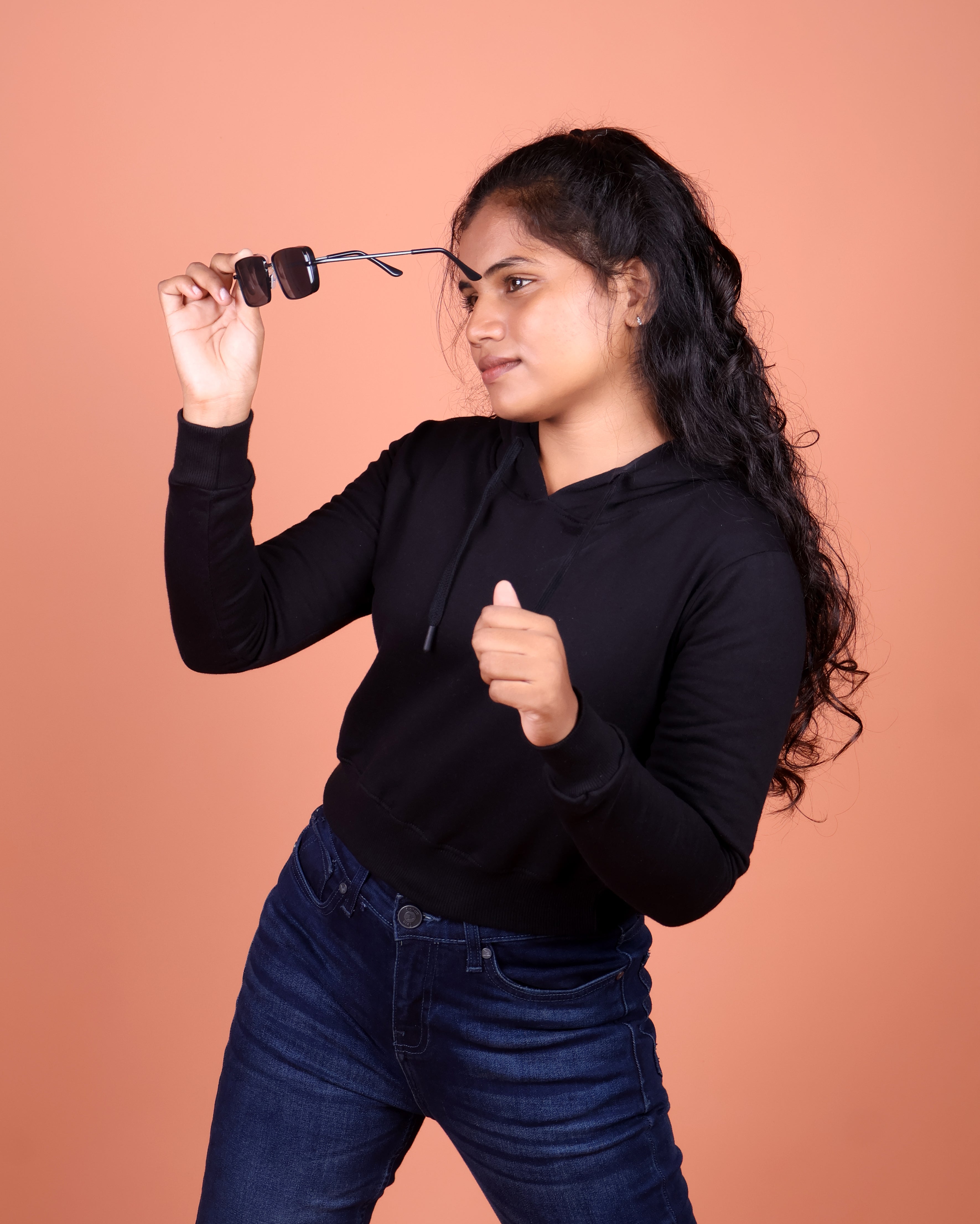 Snowsoft - Women's Crop Hoodie- Black