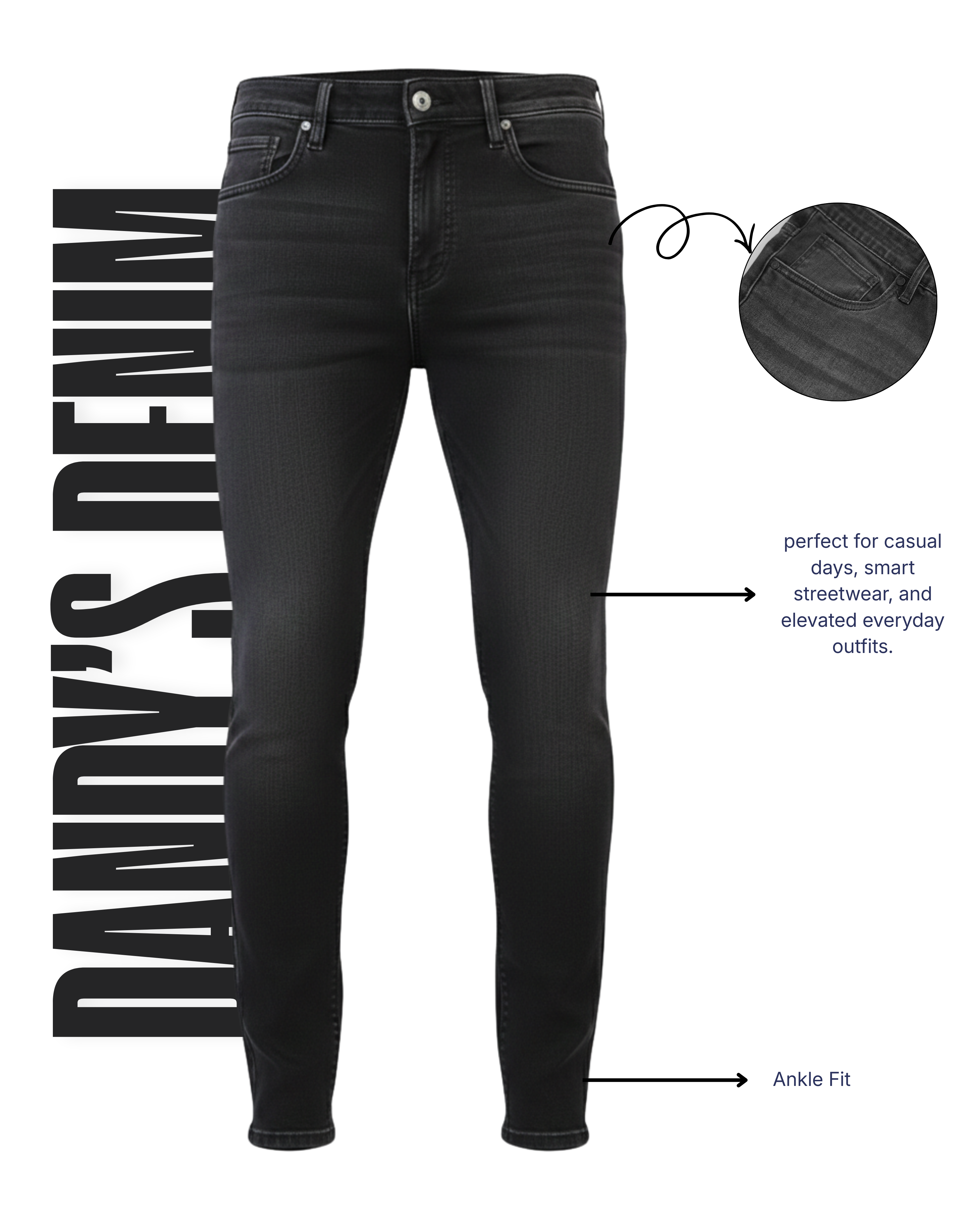 Men’s Ankle Fit Jeans Mid Rise - Mid Black