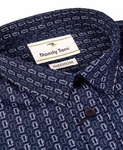 Beacon Blue Oxford Men’s Printed Shirt
